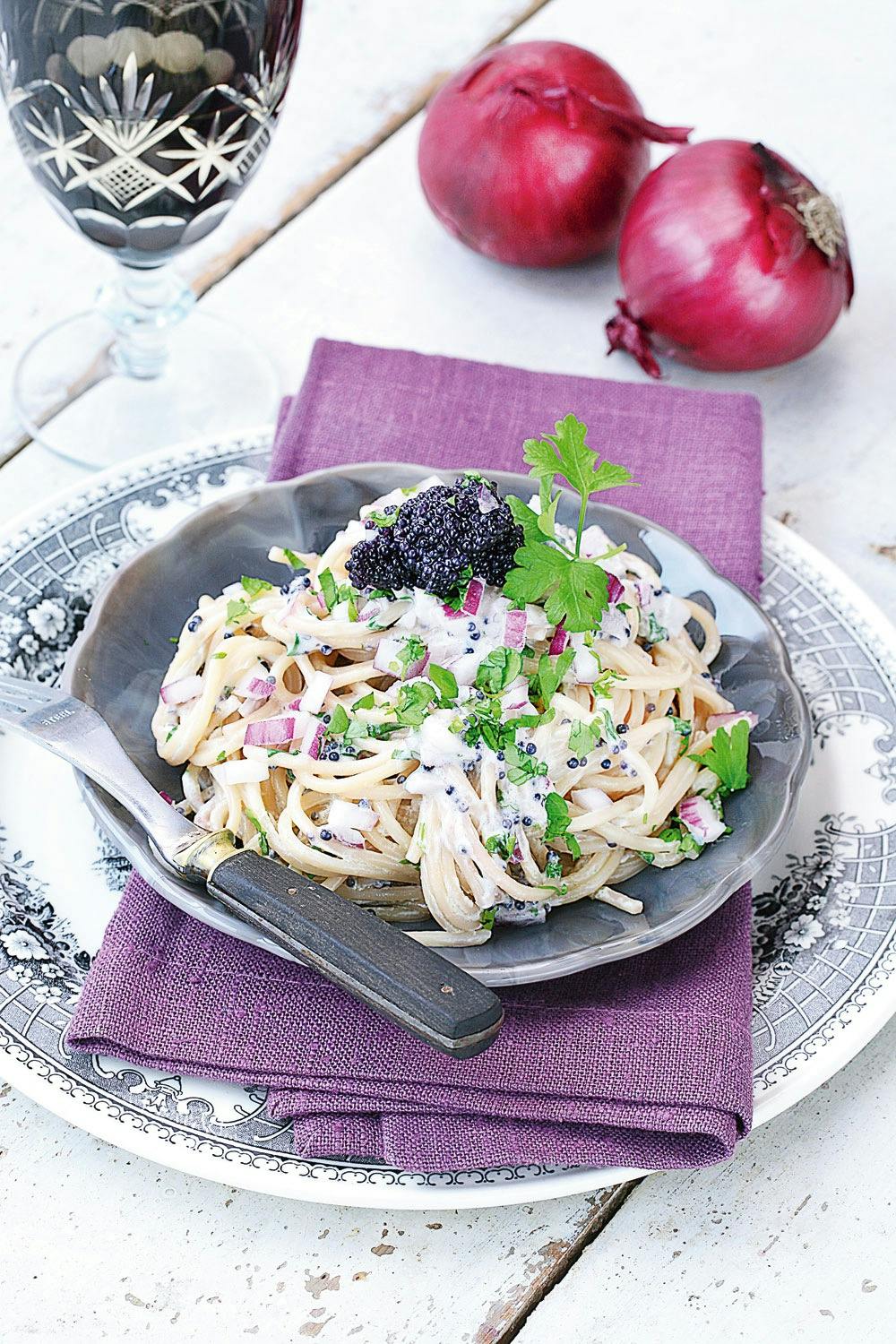 Spagetti med kaviar eller rogn(15 minutter)